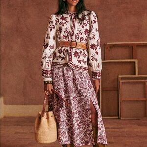 ISO Sézane Tabata Skirt Ghalia Ecru Print